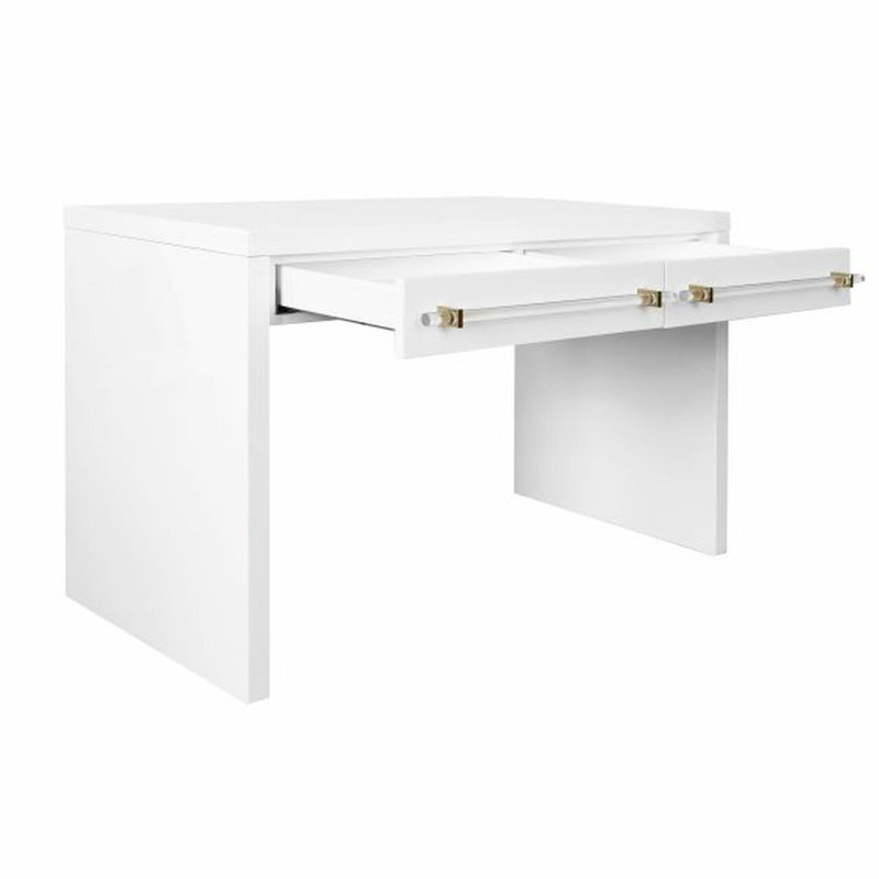 Ralph Writing Desk, Glossy White Lacquer