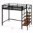 Twin Size Metal Loft Bed – Upper Grid Storage Shelf & Lateral Storage Ladder-707136156