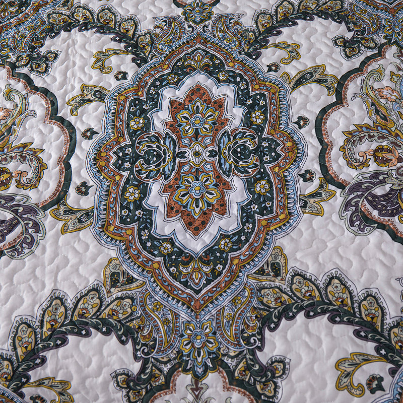 Ensemble de courtepointe pour grand lit Boho - Couvre-lit bohémien léger pour la décoration de la chambre à coucher - Comprend la courtepointe et les taies décoratives
