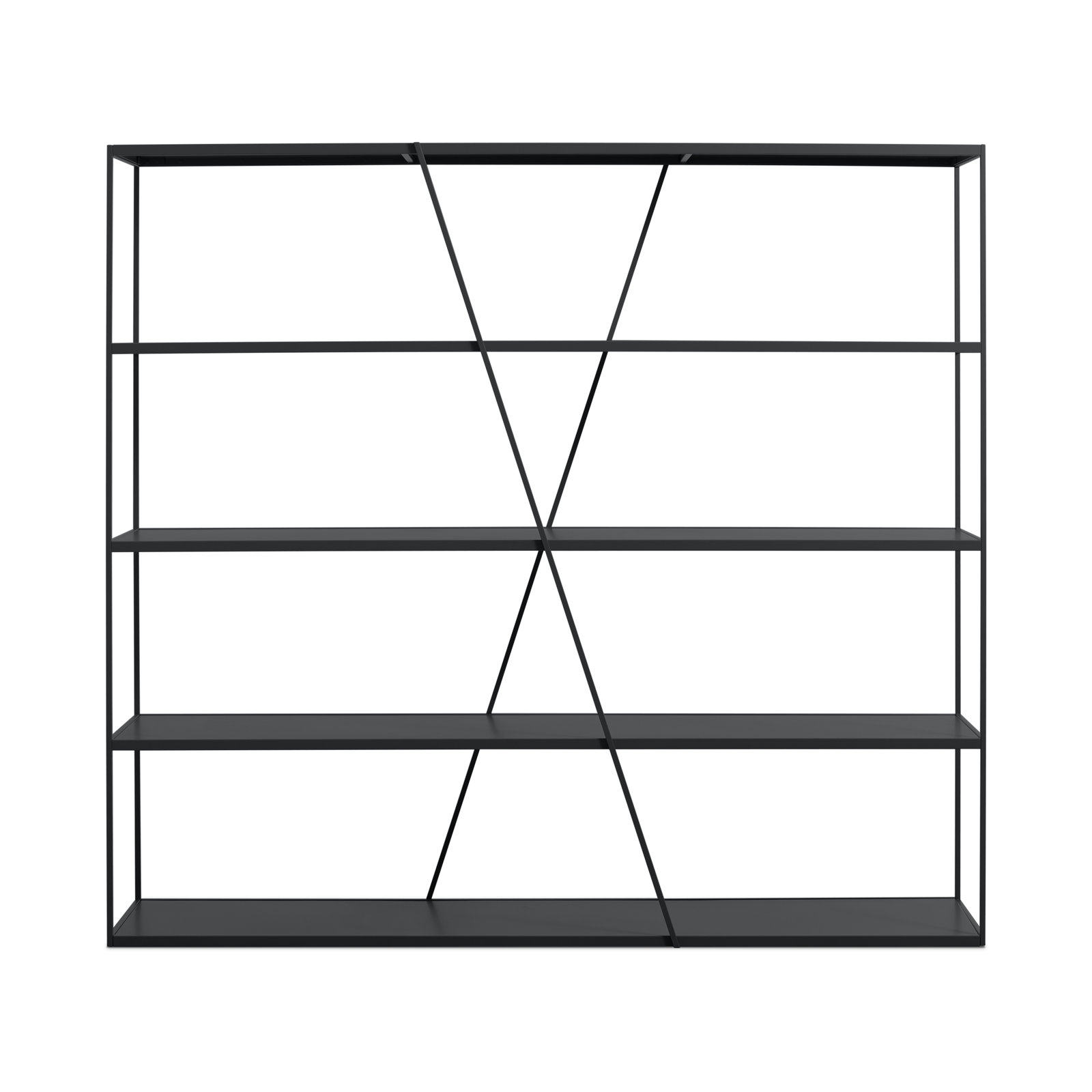 NeedWant Etagere Bookcase, Oblivion, (4 Shelves) 73" H x 80" W x 19" D