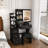 Makeup Vanity and stool set with light Mirror, 4 Drawers and open shelves-175885328
