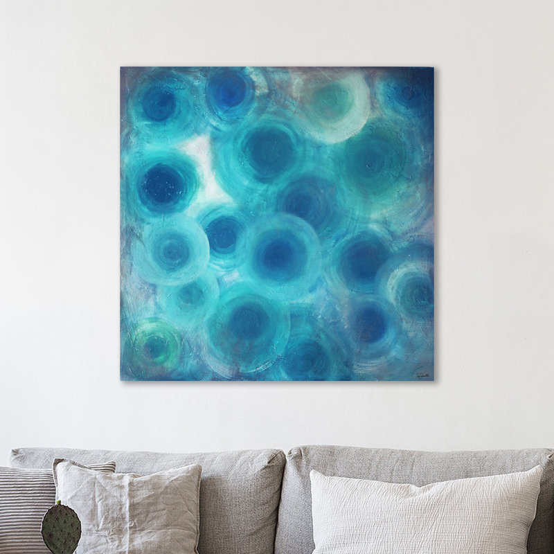 « peacock cercles abstract » par tre sorelle studios, reproduction d’art sur toile tendue, H 18 po x l 18 po x P 1,5 po