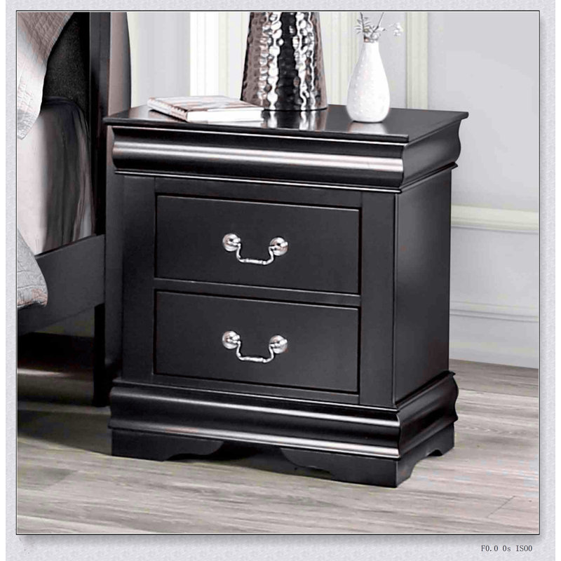 Boîtier de table de chevet à l'épreuve de la poussière avec tiroirs en queue d'aronde de style transitionnel 1Pc, Noir