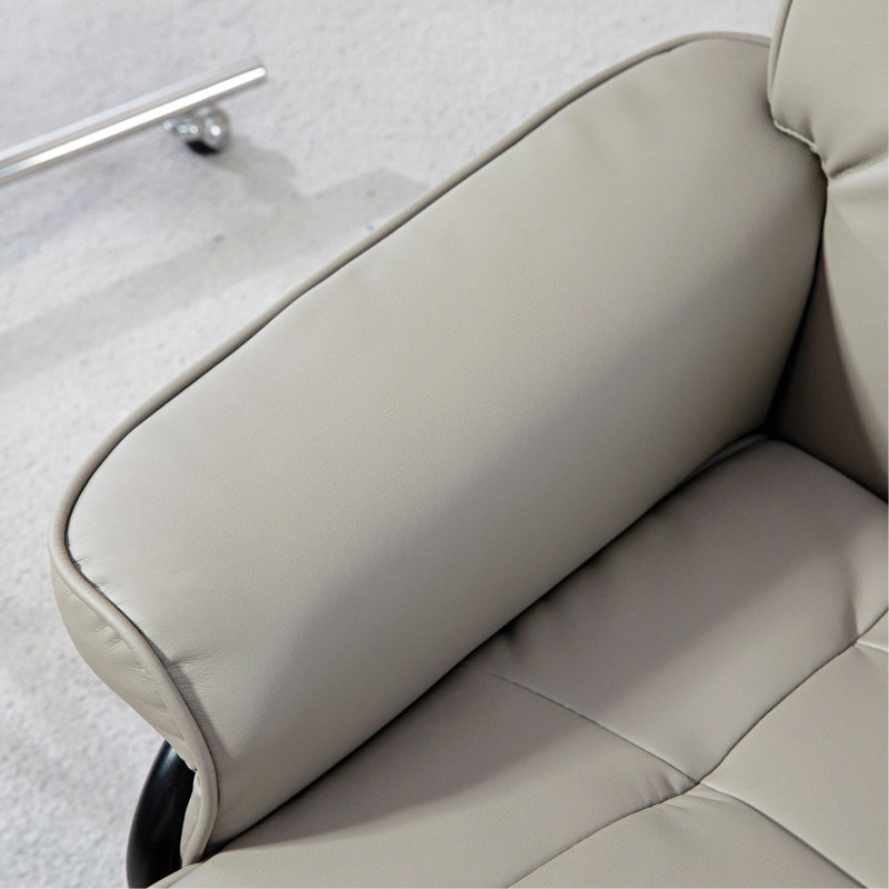 Recliner With Ottoman, Swivel Recliner Chair And Ottoman, Faux Leather Reclining Chair With High Back And Wood Frame For Living Room, Bedroom