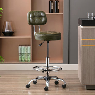 Swivel Upholstered Adjustable Height Counter Stool with Metal Frame
