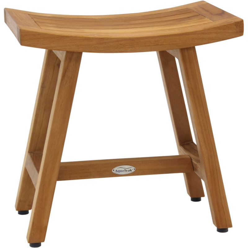 Asia Lotus 18" W Teak Shower Bench, Teak Oil