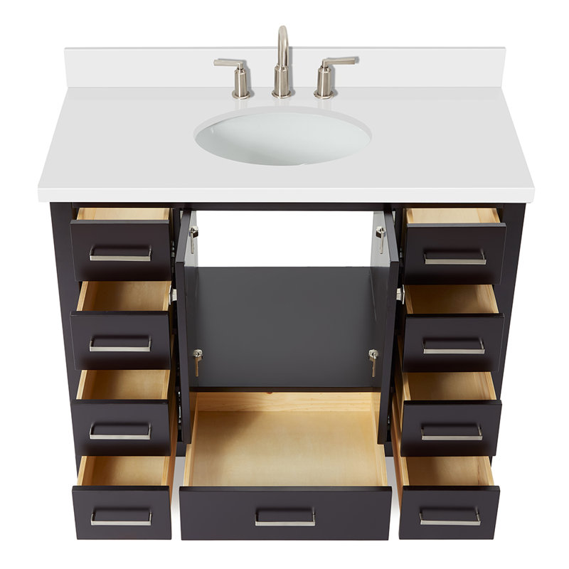 Ensemble de meuble-lavabo simple 43 po Cambridge, Espresso / nickel brossé, 43"