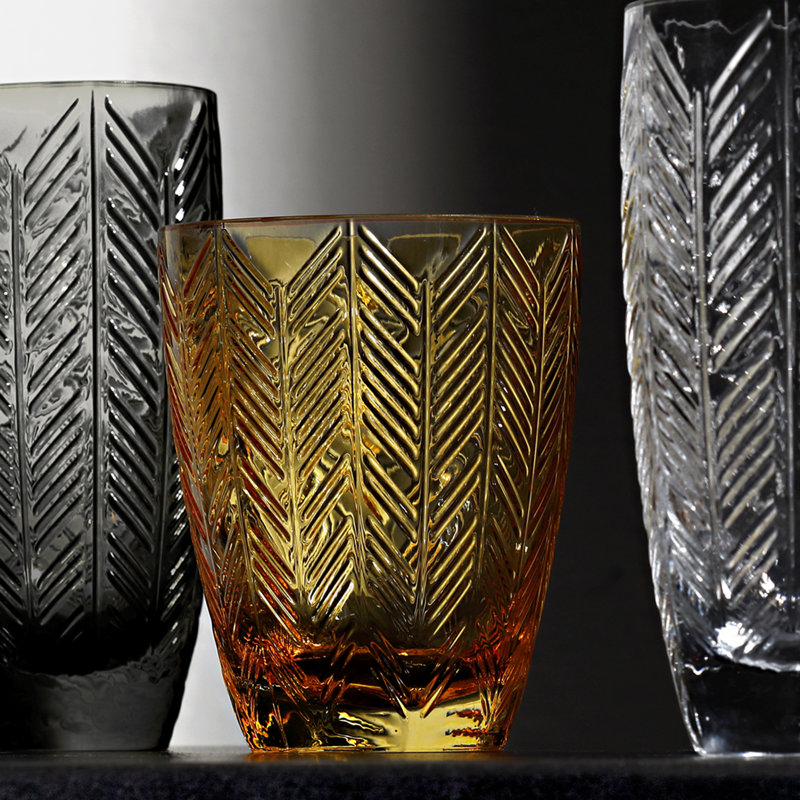 Missoni Water Glass ZIG ZAG Set Of 6  Transparent 11.8 Oz, Diam. 3.3", H 4", Clear