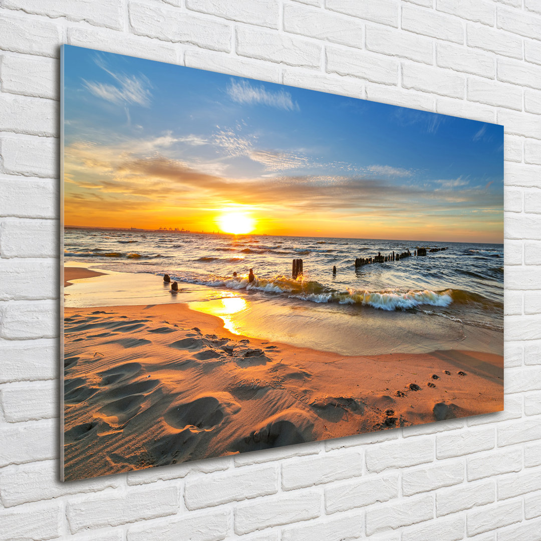 Glasbild Sunset Beach