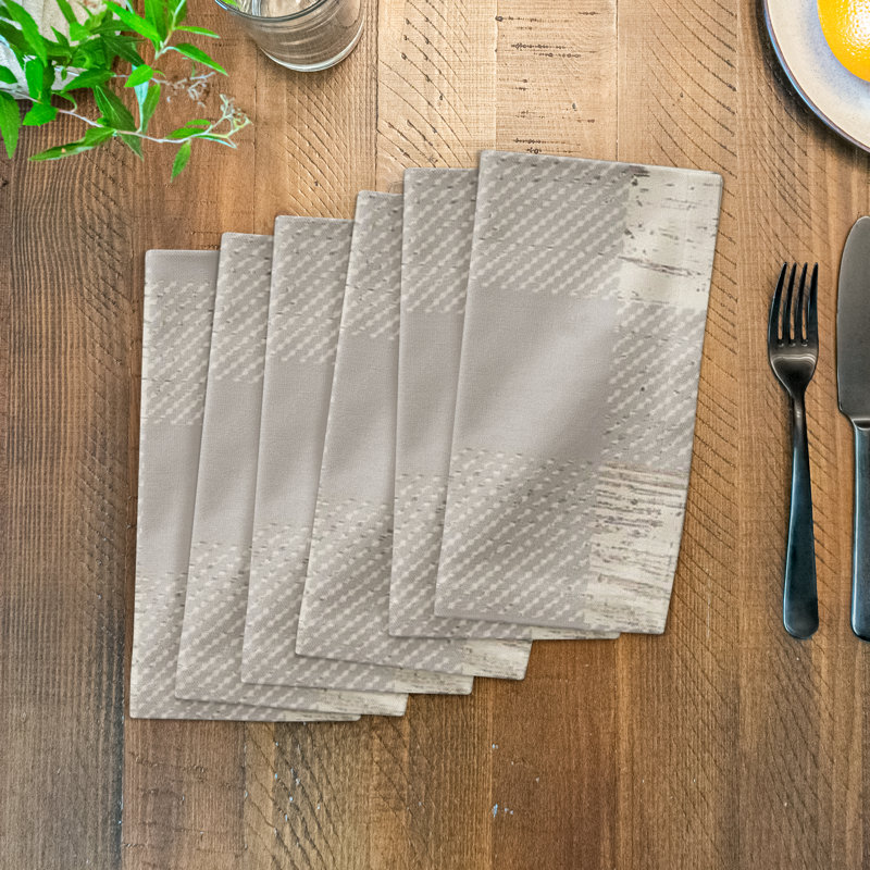 Murin Cotton Twill Checkered Square Napkin, Light Gray