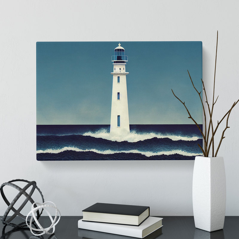 XXX-H1022-WF-7167X Pretty Lighthouse - Wrapped Canvas Print, 35cm H x 50cm W x 3cm D