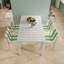 Ensemble de 4 chaises à blocs de couleur modernes et rayées - Siège en PP imperméable et pieds en métal robustes, ensemble de salle à manger intérieur / extérieur pour terrasse, balcon, café