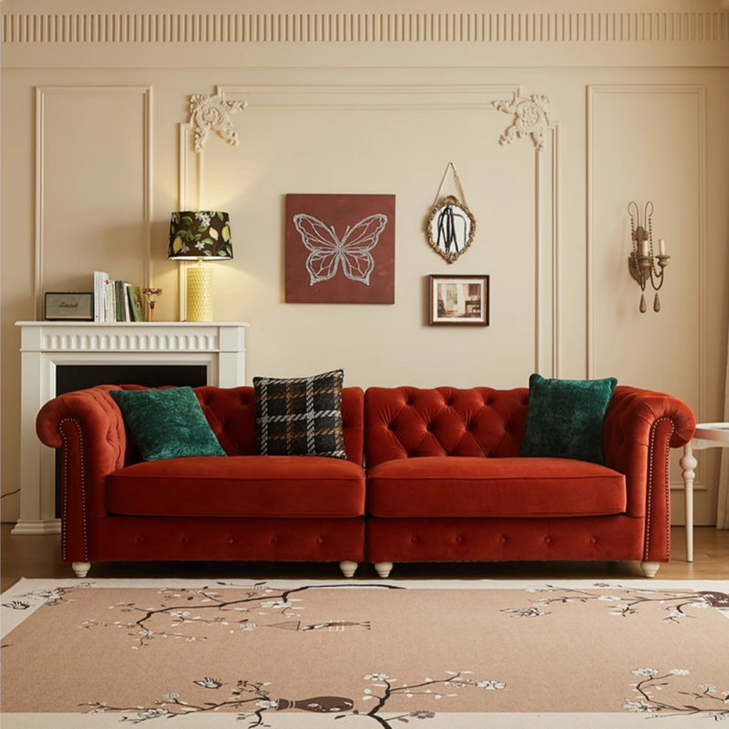 American Retro Light Luxury Red Sofa