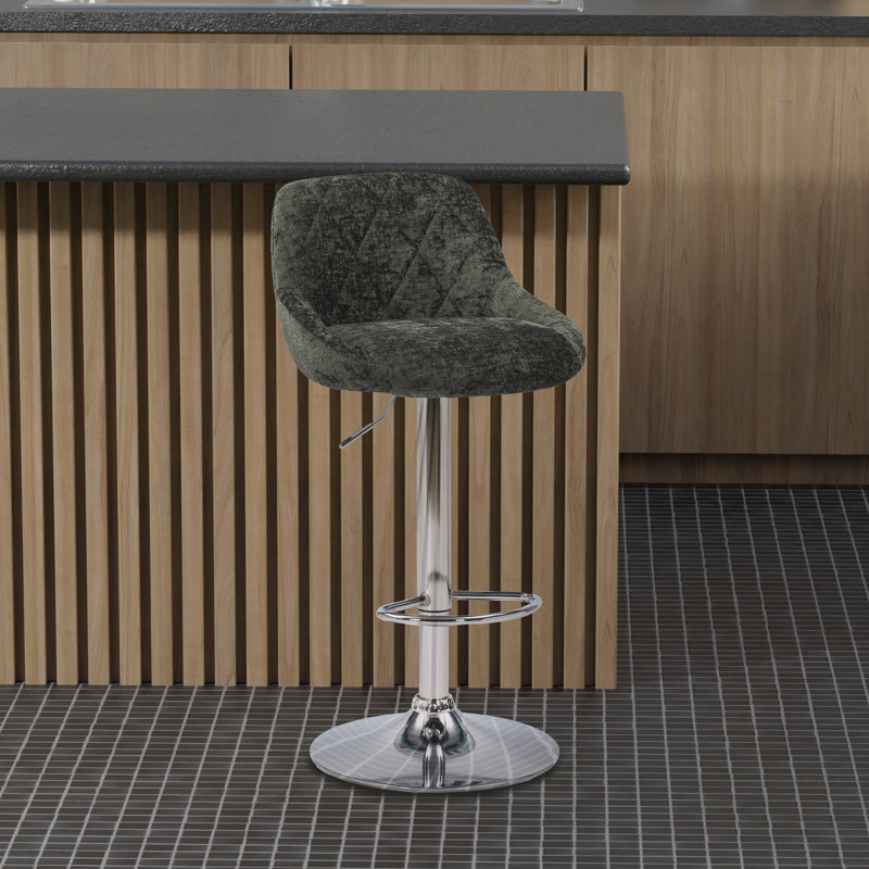 Dayanah Swivel Upholstered Adjustable Height Counter Stool with Metal Frame, Green