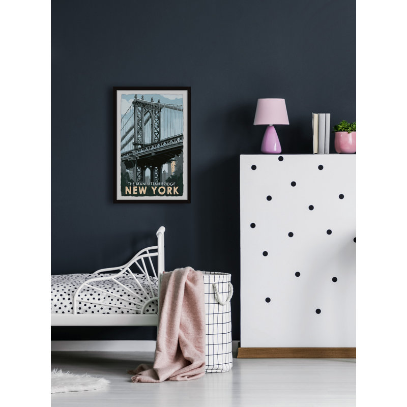 New York Bridge par - peinture encadrée, H 45 po x l 30 po x P 1,5 po