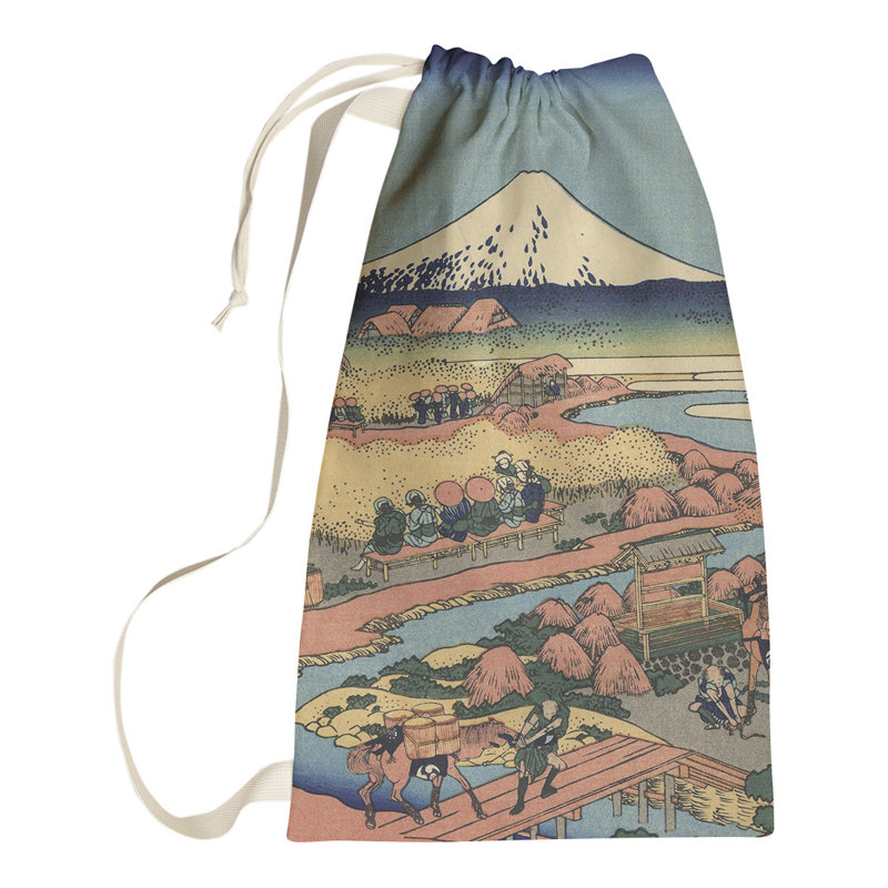 Hague Fabric Laundry Bag with Handles, Small ( 64" H x 20" W x 1.5" D), Green/Orange