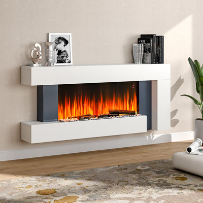 Anjeanette Metro Lane 132cm W White Electric Fireplace with 5120 BTU