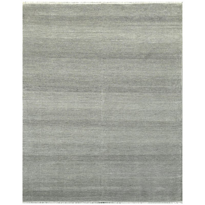 Tapis argenté et noir noué à la main de haute qualité