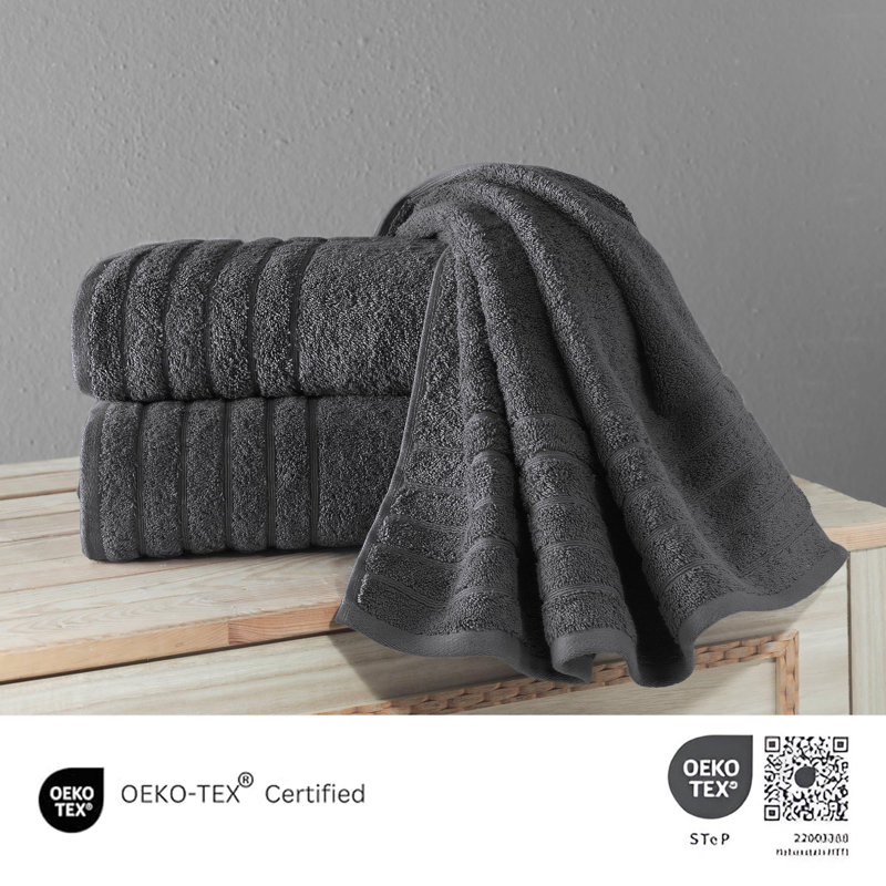 Shantae 56" L x 30" W Cotton Bath Towel Set , Gray