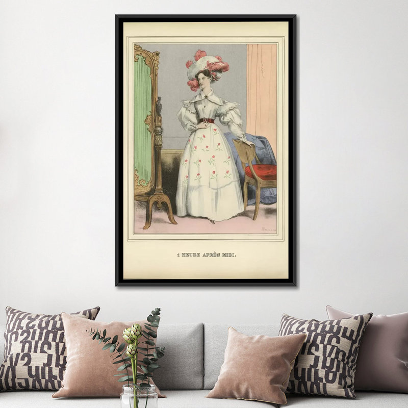 «Vintage Woman Ad I», reproduction sur toile, H 26 po x l 18 po x P 1,5 po, Toile encadrée noire, Pas de tapis