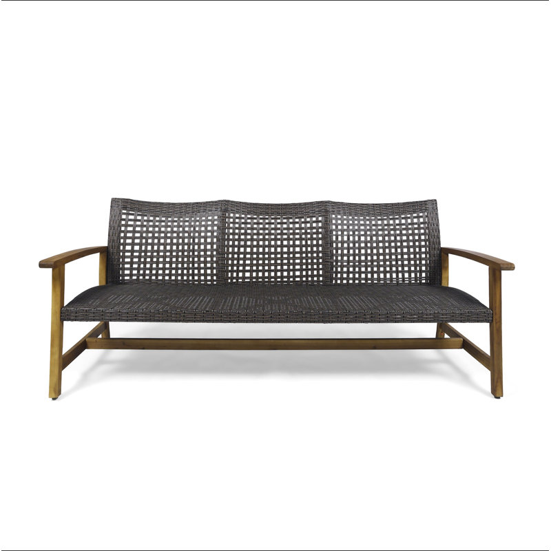 HAMPTON WOOD + WICKER 3 SEATER, Dark Gray/Natural