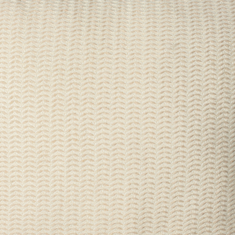 Beige Cotton Striped Square Throw Pillow with Tassels
