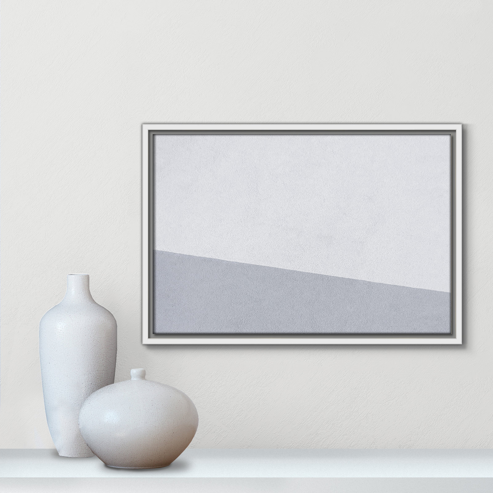 Dominic "Abstract Blues" Print, 13.5" H x 19.5" W x 2" D, White Framed Canvas