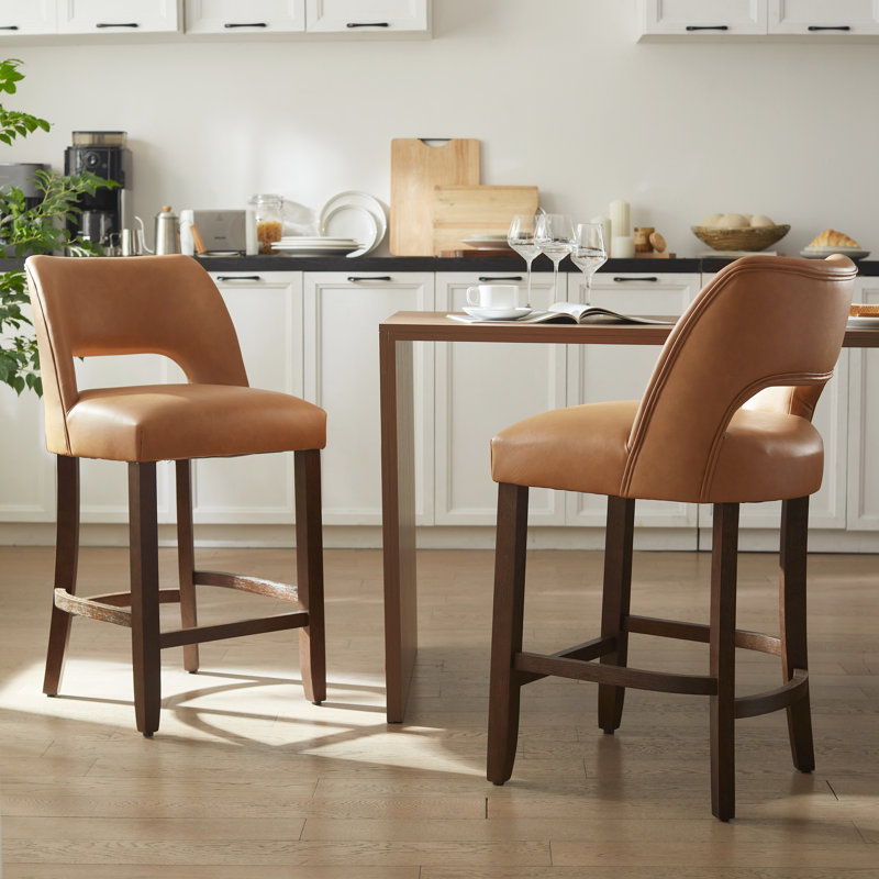 Ensemble de 2 tabourets de bar Bisto, Brun