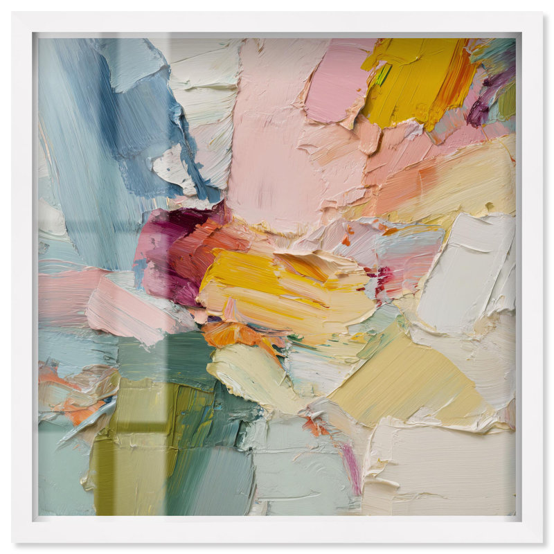 «Pastel and Bold III Shadowbox», art mural, 13 x 13, H 13 po x l 13 po, Cadre blanc
