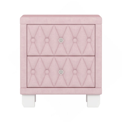 Mahzbin Velvet Nightstand with 2 Drawers