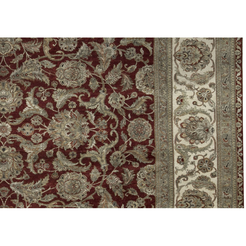Tapis bleu clair et ivoire noué à la main de haute qualité