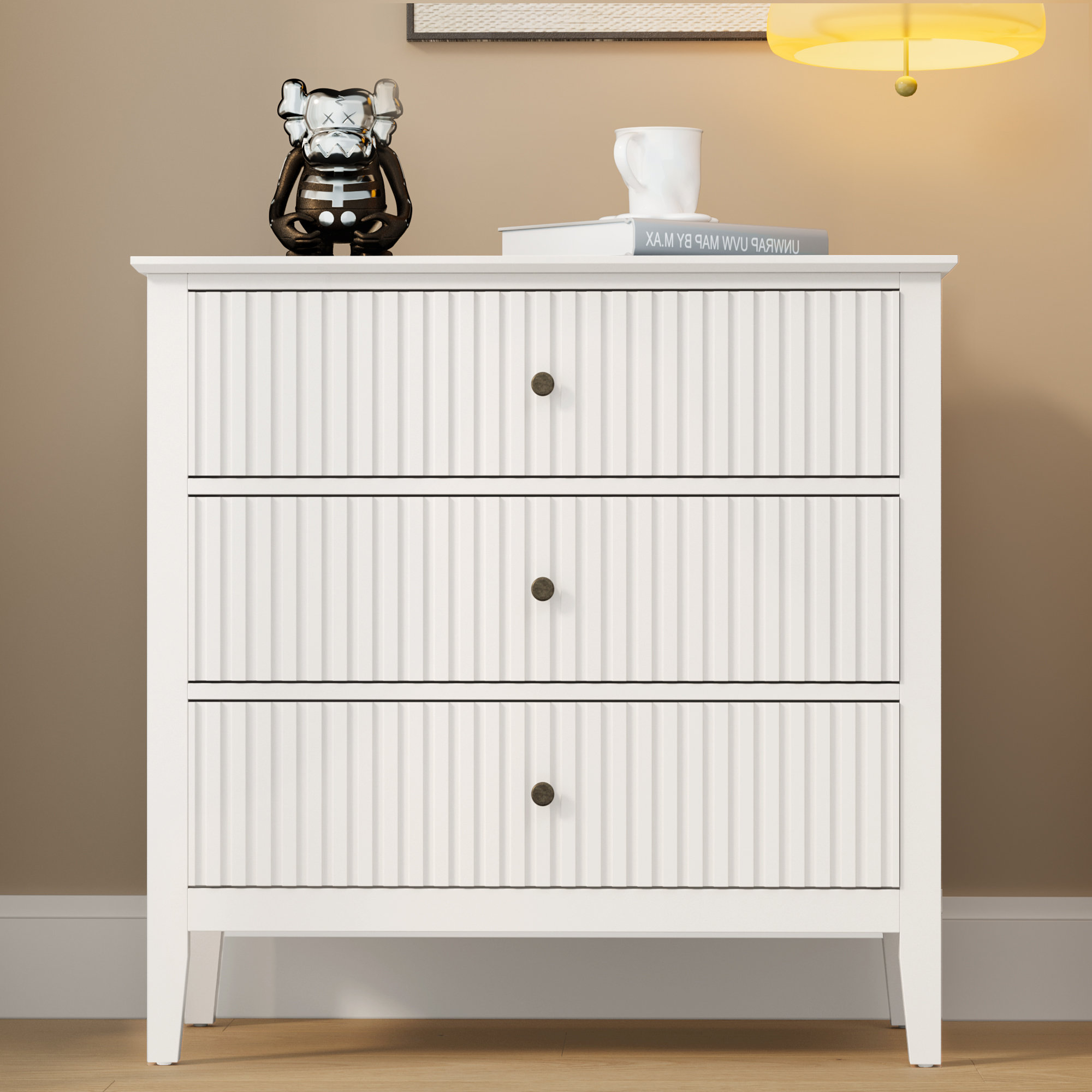 Winston Porter 3 Drawer Dresser, Wide Chest Of Drawers With Ball 