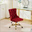 Chaise de bureau moderne rembourrée en velours capitonnée avec base en métal doré, réglable et pivotante pour plus de confort et de style-49096654-49096690