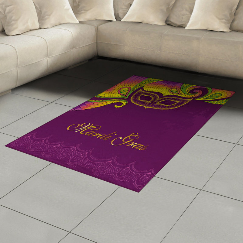 Tapis décoratif en fibres de polyester à haute densité Mardi Gras, Rectangle— 4 pi x 5 pi 8 po
