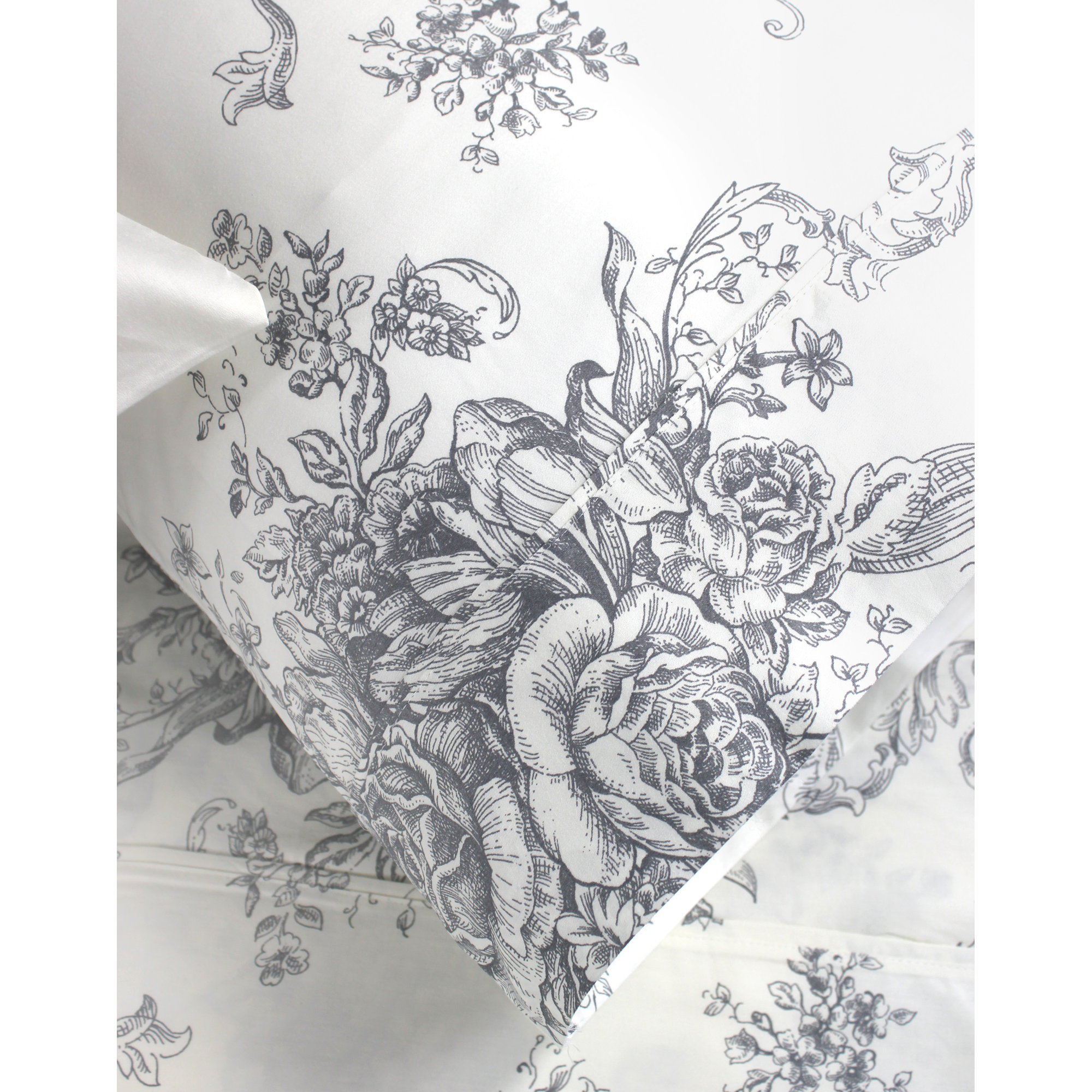 Benedictine 100% Cotton Sheet Set, Gray, Queen