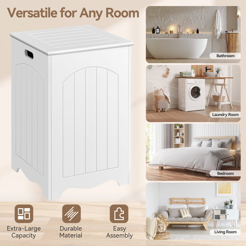  40x40cm Large Square Laundry Hamper  with Hinged Lid Laundry Sorter