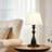 Black Fabric Table Lamp, E26 Single Light With 3-color Bulb, Modern Bedside Lamp
