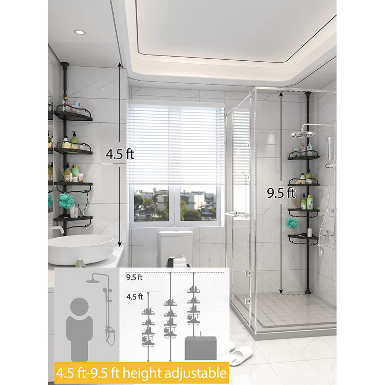 4/5 Layers Shower Corner Pole Caddy Bathroom Storage Shelf w