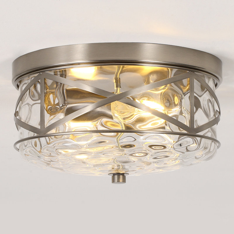 Plafonnier encastré en verre 2 lumières Alixandra, Nickel brossé, L 11,81 po x l 11,81 po x H 5,9 po