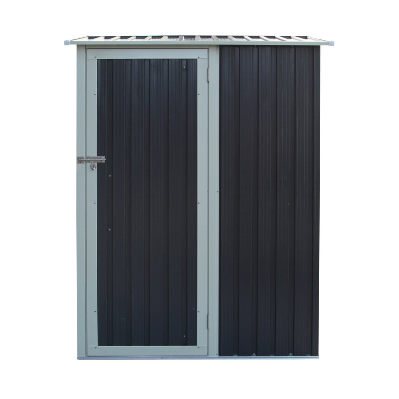 Rowlinson Trentvale 5X3 Metal Pent Shed with Foundation Kit & Assembly, Dark Grey