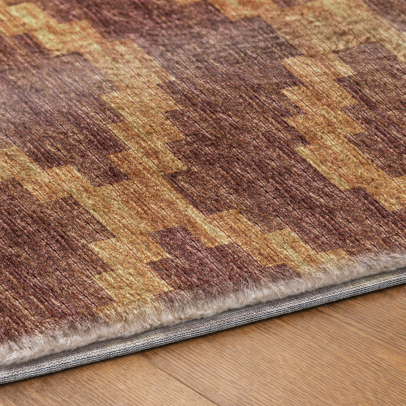 Premium Machine Washable Dream Shag ADS115 Tribal Rug, Canyon, 8' Round