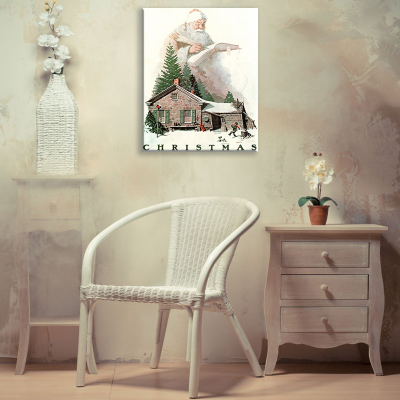 «Christmas» par Norman Rockwell, toile tendue avec châssis, H 24 po x l 17 po