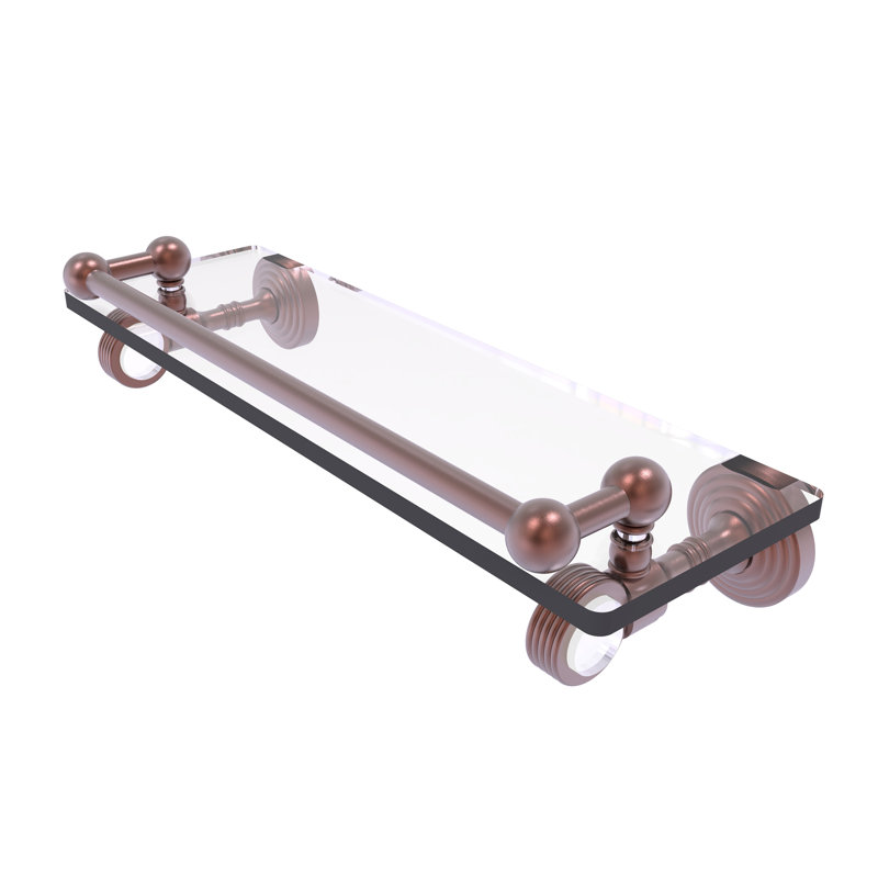 Tablette à support en verre avec barre à serviettes Jarrell, H 3,5 po x l 16 po x P 5,5 po, Cuivre antique