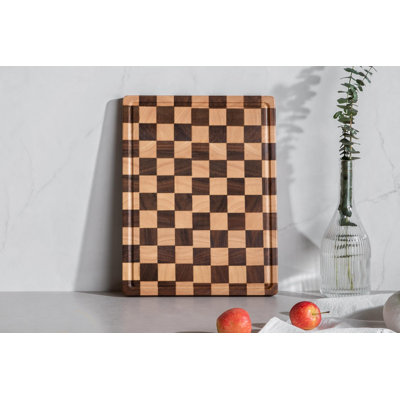 Planches à découper pour la cuisine, planche à découper en bois à damier (bois)