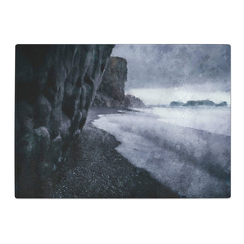 Tempered Glass Black Beach in Iceland Chopping Board, 28.5 cm x 39 cm