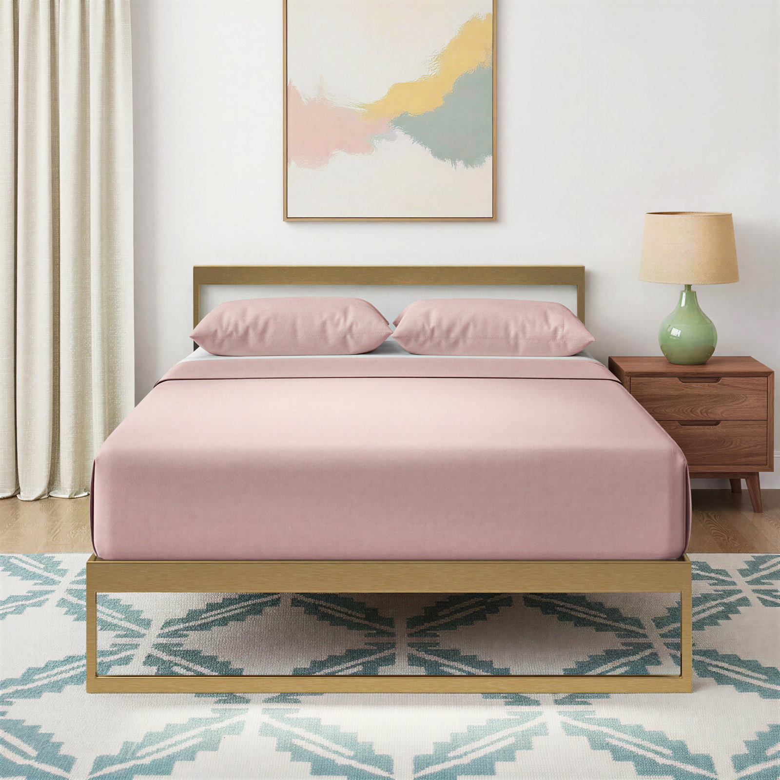 Aston Open-Frame Platform Bed, Queen, Gold