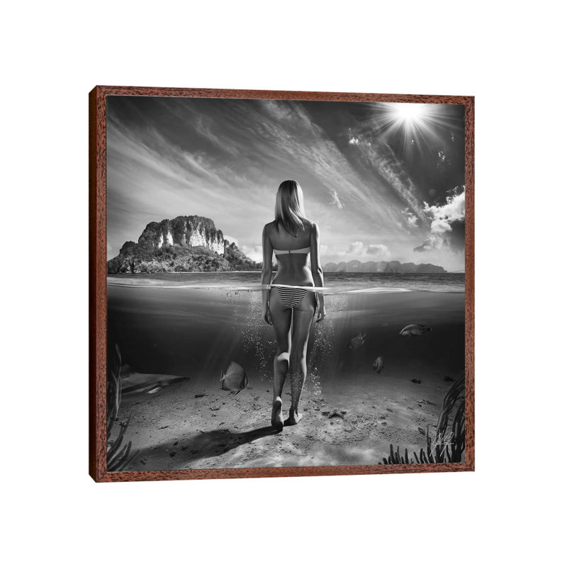 Bikini Girl I by Kathrin Federer - Print on Canvas, 66.04 cm H x 66.04 cm W, Classic Brown Wood Framed