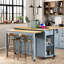 Îlot de cuisine avec table de salle à manger extensible, support de rangement interne, prise de courant, 2 tiroirs, 2 armoires et tablettes ouvertes-96664664