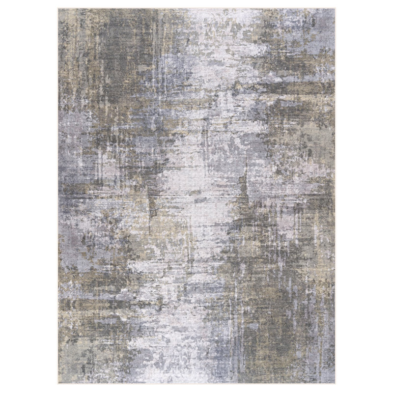Tapis moderne antidérapant et lavable Fillender, Rectangle 5 pi x 7 pi 1 po
