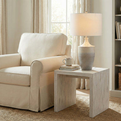 30.25" Ceramic Table Lamp With White Shade